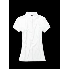 Jezdecké závodní tričko s krátkým rukávem a se stojáčkem od značky Horze  v bílé barvě a velikosti 36